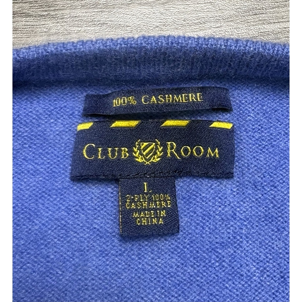 Club Room Men's Soft Cashmere V-neck Sweater Blue Size L Quiet Luxury Preppy - Picture 3 of 7